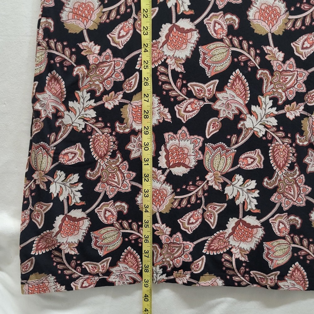 Lands End Womens Black Floral Paisley Cotton Sleeveless Shift Dress Pockets L - Picture 11 of 13